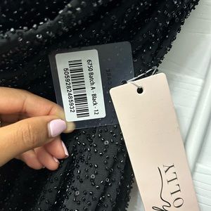 Oh Polly Black Sequin high slit homecoming dress